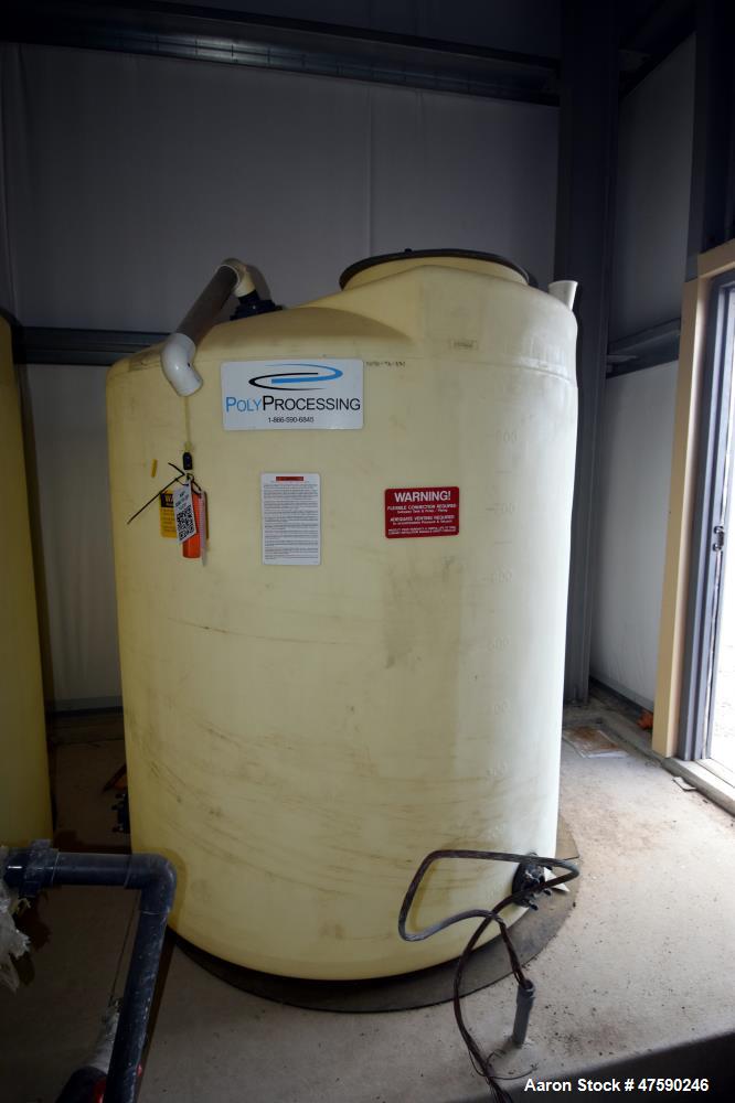 Unused- PolyProcessing Polyethylene Tank, 904 Gallon, Vertical. Approximate 64" diameter x 66" straight side, dished top, flat bottom. Serial# L-12-01042, built 2012.
