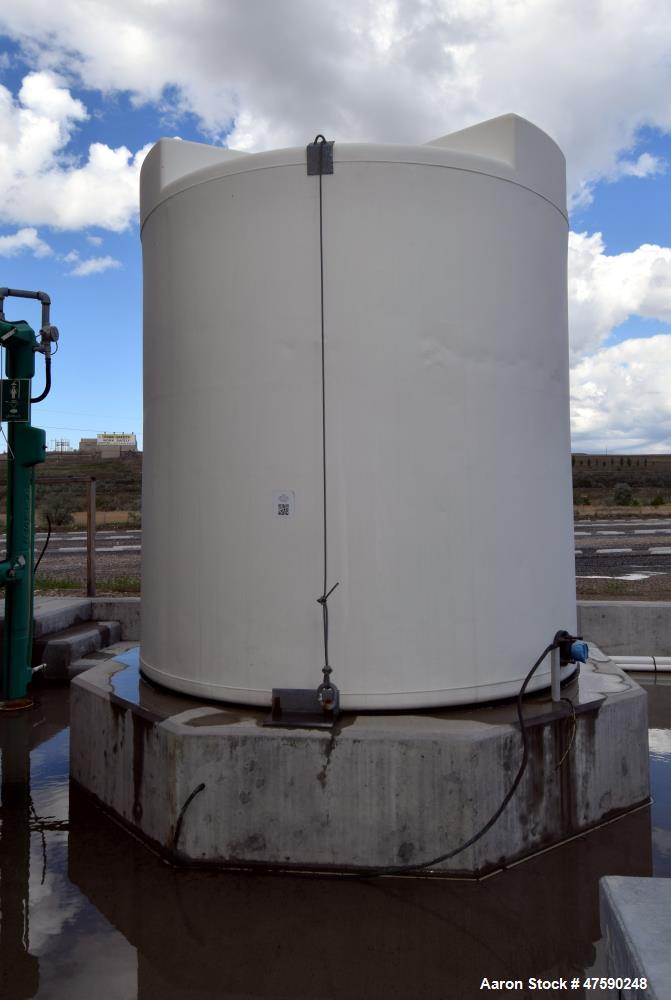 Unused- PolyProcessing Polyethylene Tank, 2000 Gallon, Vertical. Approximate 85" diameter x 97" straight side, dished top, flat bottom. Serial# L-12-01046, built 2012.