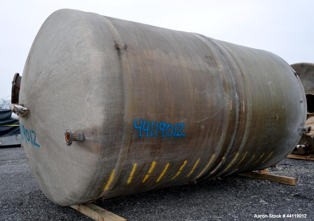 Used Warner Fiberglass Products Tank, Approximate 8000 Gallon, Vertical. Approximate 114" Diameter x 192" straight side, dished top, flat bottom.  Openings top 3", 20" man way with cover. 3" Side bot...