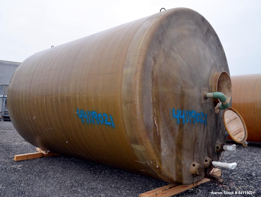 Used Raven Industries Fiberglass Tank, Approximate 10000 Gallon, Vertical. Approximate 120” Diameter x 190” straight side, dished top, flat bottom.  Openings top (2) 4”, 24” man way with cover. Side ...