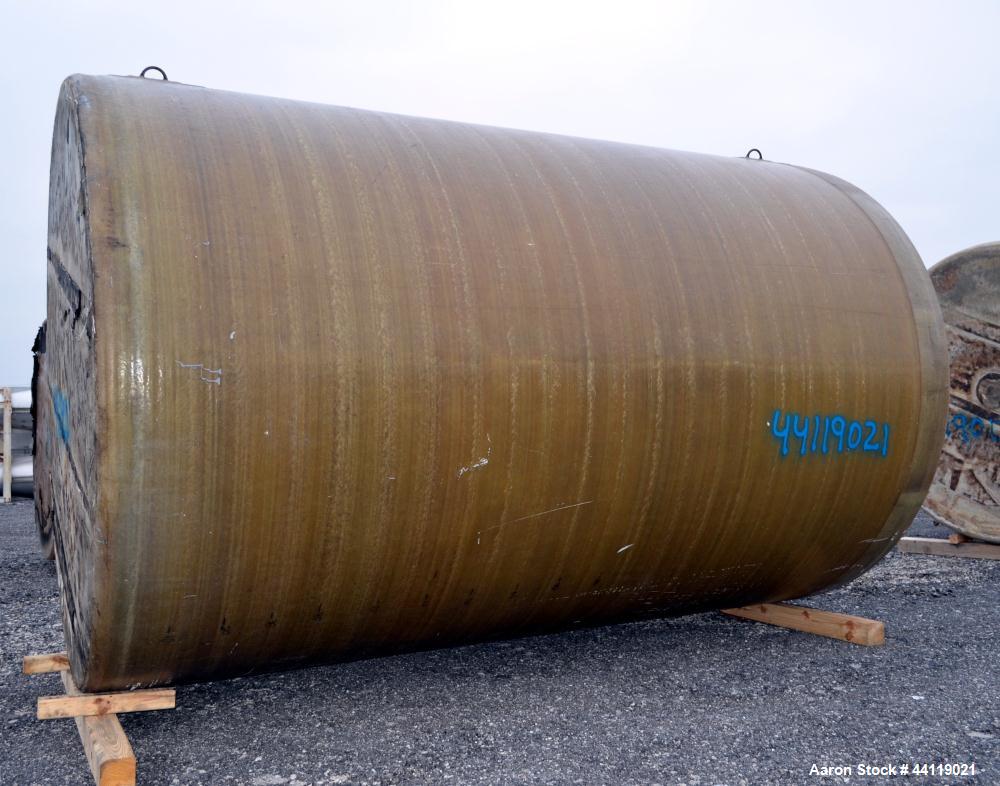 Used Raven Industries Fiberglass Tank, Approximate 10000 Gallon, Vertical. Approximate 120” Diameter x 190” straight side, dished top, flat bottom.  Openings top (2) 4”, 24” man way with cover. Side ...