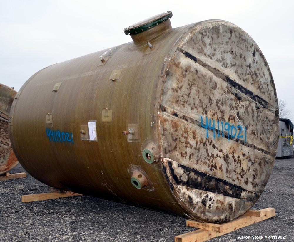 Used Raven Industries Fiberglass Tank, Approximate 10000 Gallon, Vertical. Approximate 120” Diameter x 190” straight side, dished top, flat bottom.  Openings top (2) 4”, 24” man way with cover. Side ...