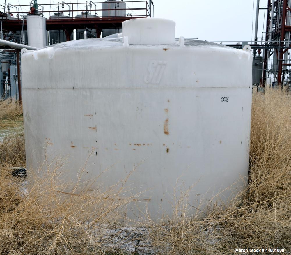 Used SSI Snyder Industries Polypropylene Tank, approximately 5000 gallons, vertical. Approximately 144" diameter x 78" straight side, dished top, flat bottom, top manway, side bottom outlet.  Serial ...