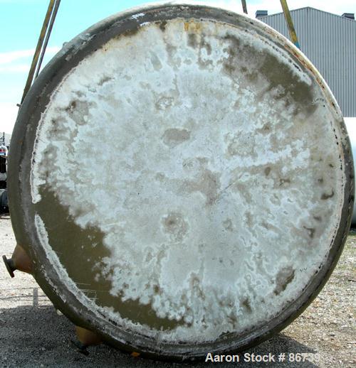 USED: Viatec resin fab tank, 5306 gallon, fiberglass, vertical. Approximate 120" diameter x 92" straight side. Dished top, flat bottom. Internal rated atmos at 200 deg F. Off center top entering Ligh...