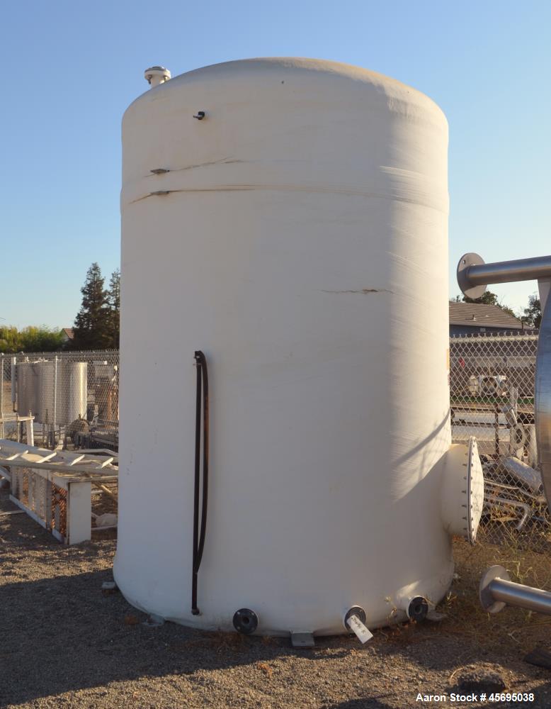 Used Xerxes Fiberglass Tank, 4030 Gallon, 20 MIL C-Glass, Verical. Approximate 96" diameter x 132" straight side, dished top, flat bottom. Top openings (2) approximate 3", side bottom man way with co...