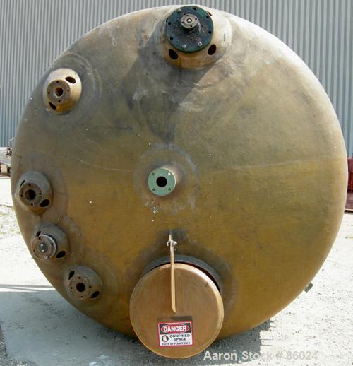USED: Xerxes Corp tank, 1868 gallon, fiberglass (Derakane 411), vertical. Approximately 102" diameter x 40" straight side. Dished top and bottom. Rated to 160 deg F. Off center top entering Lightnin ...