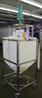 Used Millipore Plastic Mix Tank, Approximate 110 Gallon, Vertical.