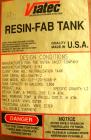 USED: Viatec resin fab tank, 5306 gallon, fiberglass, vertical. Approximate 120