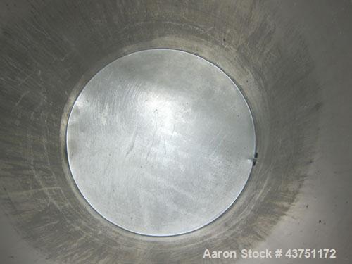 Used Tank, 100 Gallon, 304 Stainless Steel, Vertical.  Approximately 31" diameter x 38" straight side.  Open top with a 1 piece cover, 1" sloped bottom.  2-1/4" Side bottom outlet.  Skirt mounted wit...