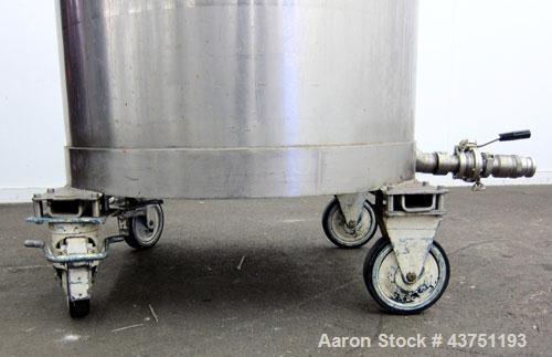 Used Tank, 200 Gallon, 304 Stainless Steel, Vertical. Approximate 38" diameter x 47" straight side. Open top with a 1 piece cover, 1/2" sloped bottom. 2-1/4" Side bottom outlet. Skirt mounted with ca...