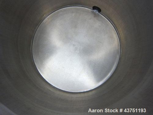 Used Tank, 200 Gallon, 304 Stainless Steel, Vertical. Approximate 38" diameter x 47" straight side. Open top with a 1 piece cover, 1/2" sloped bottom. 2-1/4" Side bottom outlet. Skirt mounted with ca...