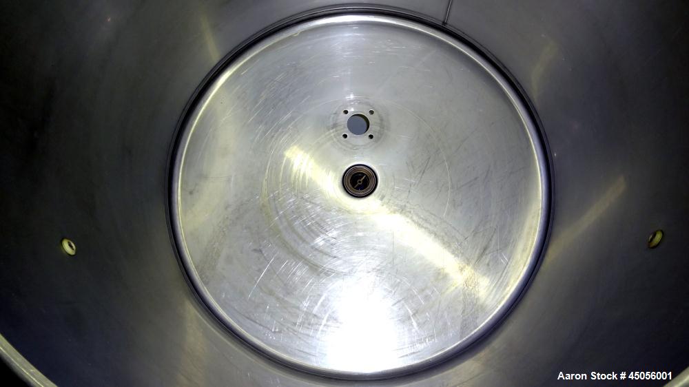 Used M.J.S. Tank, 300 Liter (79.2 Gallon), Type 300 RSWAC/C, 304 Stainless Steel, Vertical. Approximately 30-1/2" diameter x 25" straight side, open top with a (1) piece  cover, flat bottom. Provisio...
