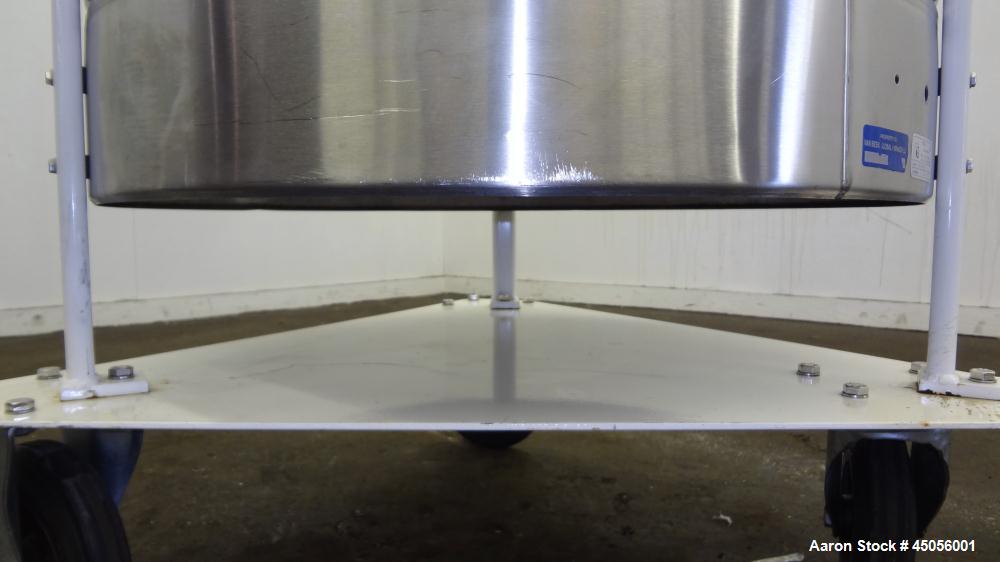 Used M.J.S. Tank, 300 Liter (79.2 Gallon), Type 300 RSWAC/C, 304 Stainless Steel, Vertical. Approximately 30-1/2" diameter x 25" straight side, open top with a (1) piece  cover, flat bottom. Provisio...
