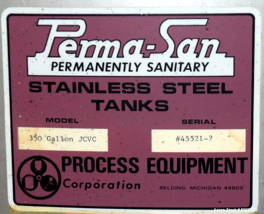 Used Perma-San Jacketed Tank, 350 Gallon