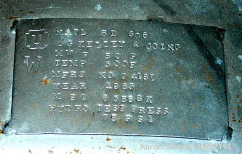 Used Used: O.G. Kelley Co. Pressure Tank, 55 gallon, stainless steel, vertical. 24" diameter x 27" straight side, dished top and bottom. Internal rated 50 psi at 300 deg.f.. Openings top 10" with cov...