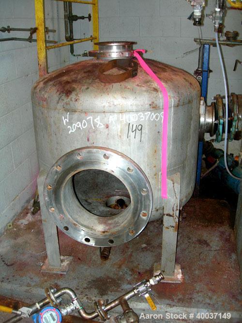Used-Used: Douglas Brothers tank, 100 gallon, stainless steel, vertical. 36" diameter x 24" straight side, dished top and bo...