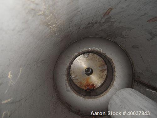 Used Acme Industrial Pressure Tank, 44 gallon, stainless steel, vertical. Approximately 18" diameter x 36" straight side. Dished top, flat bolt on bottom. Internal rated 150/fv at 325 deg F. Openings...