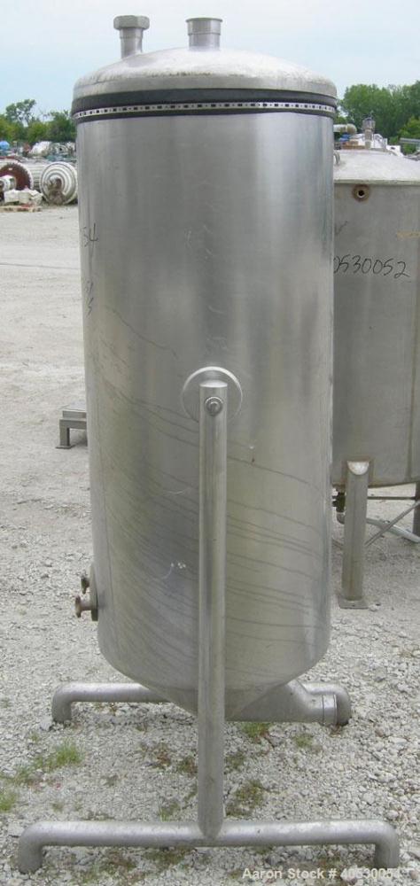 Used - A.B. Separator Tank, 110 gallon, 304 stainless steel. Approximately 24" diameter x 56" straight side. Open top with a cover with (2) openings. Coned bottom. Openings: side 2" tri-clamp, 2 1/2"...