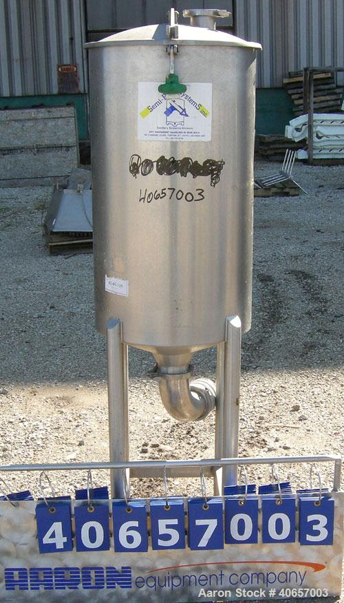 Used- Semi-Bulk Systems tank, 45 gallon, 316 stainless steel, vertical. 20" diameter x 34" straight side, dished top cover, ...