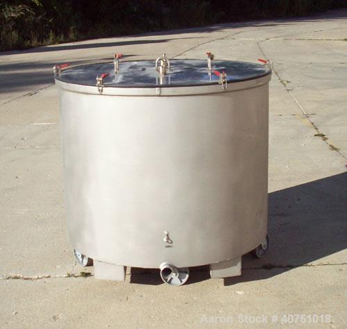 Unused-245 gallon type 304L stainless steel tank. 45" inside diameter x 36" deep. Open top with cover. Flat bottom. On caste...