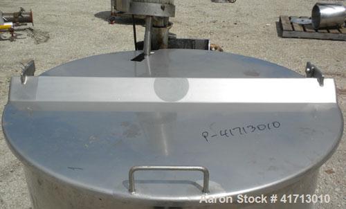 Used- Tank, Approximate 140 Gallon, 316 Stainless Steel, Vertical.  34" diameter  x 36" straight side, flat top with hinged ...