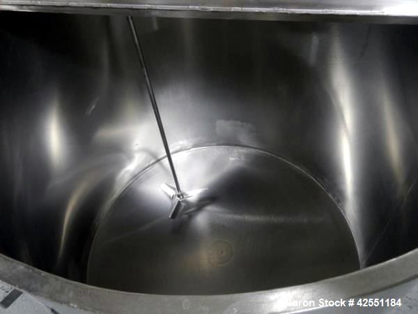 Used- Bush Tank, 425 gallon, stainless steel construction, approximately 52" diameter x 48" straight side, open top with cov...