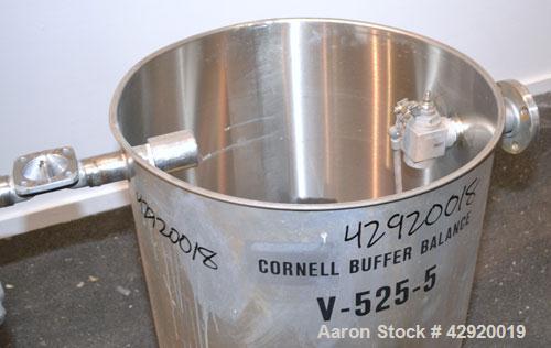 Used Tank, 110 Gallon, 304 Stainless Steel, Vertical. 30 Diameter x 36 straight side. Flat open top with a 1 piece cover, sloped bottom. Openings side 2 tri-clamp, 3 tri-clamp, 4 tri-clamp, 4 side bo...