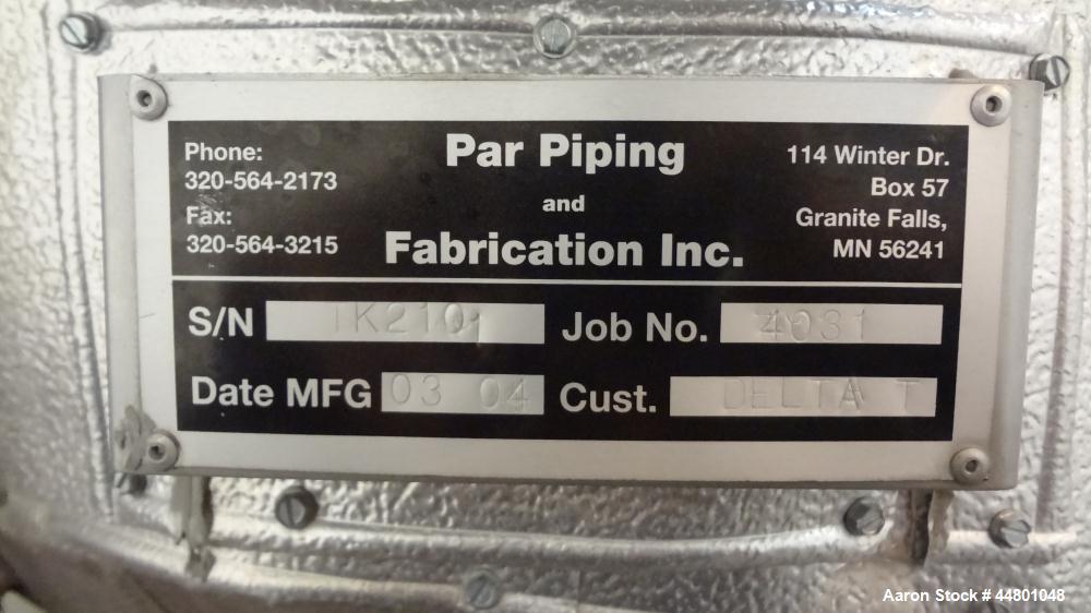Used 275 Gallon Stainless Steel Par Piping & Fabrication Tank, Model X5C100 