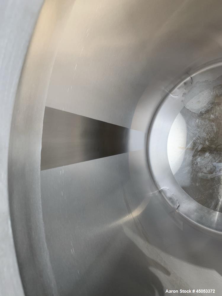 Used Stainless Steel Tank, Approximate 135 Gallon, 304 Stainless Steel, Vertical. Approximate 33" diameter x 37" straight side. Dished top, sloped bottom. Openings: 16" manway with cover, (2) 3", 1",...