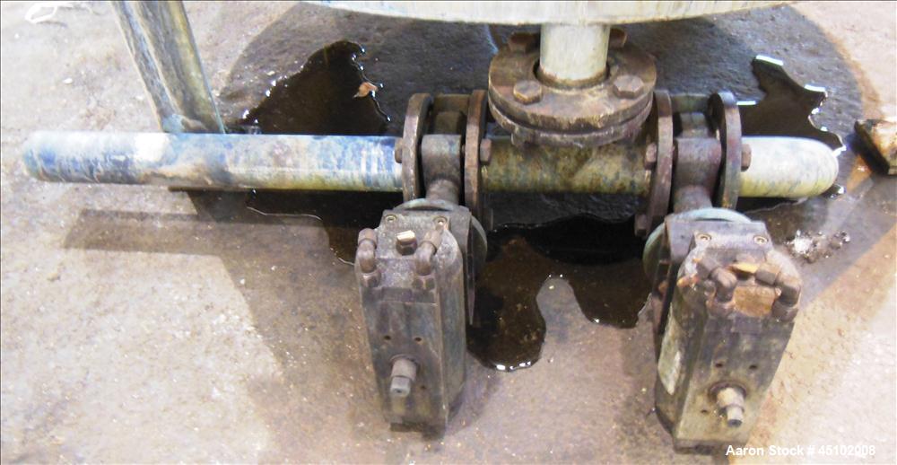 Used Haza Mechanical Tank, 458 Gallons, 316L Stainless Steel, Vertical, 48" Diameter x 59" straight side. Open top with (1) 1/3 cover, slopped bottom. Fixed stainless steel agitator bridge with a Lig...
