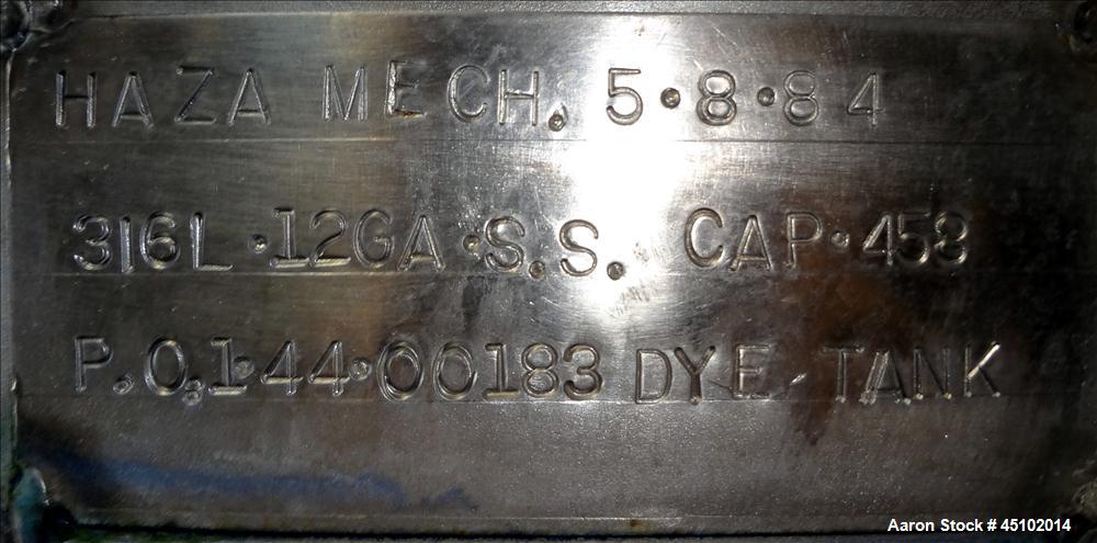Used 458 Gallon Stainless Steel Haza Mechanical Tank