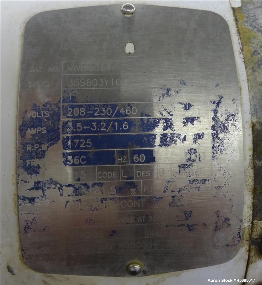 Used Tank, Approximately 150 Gallon, Stainless Steel, Vertical. 31" Diameter x 46" straight side, flat top with a 1/3 hinged cover, sloped bottom. Off center top mounted agitator with a 1-1/4" diamet...