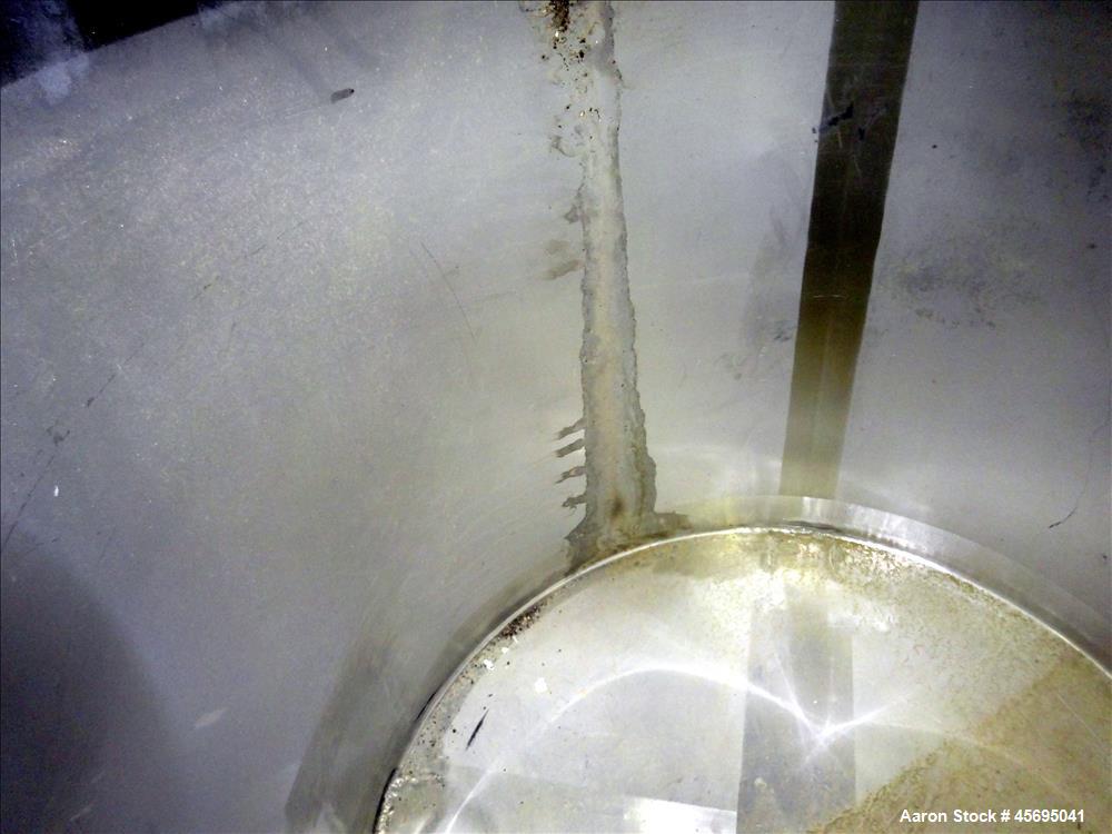 Used Tank, Approximately 140 Gallon, Stainless Steel, Vertical. 36" Diameter x 34" straight side, flat top with a 1/3 hinged cover, sloped bottom. Openings top (2) 2", 2" tri-clamp, 4" tri-clamp. Sid...