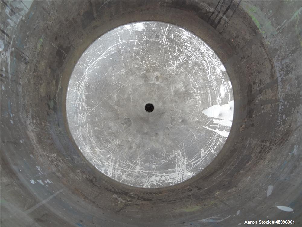 Used Tank, Approximate 50 Gallon, 304 Stainless Steel, Jacketed, Vertical. 24" Diameter x 27" straight side. Open top, dish bottom with a 1.5" center bottom outlet. Includes attached heating element ...