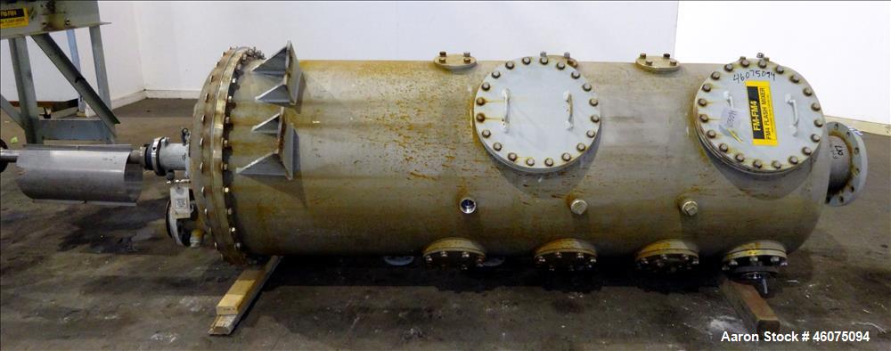 Used Agitated Tank, 425 Gallon, 304 Stainless Steel, Vertical. Approximate 36" diameter x 96" straight side. Dished top and bottom. Top entering Lightnin agitator, model 82-QS-5, serial# 8524759201, ...