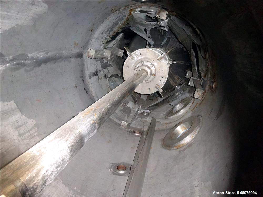 Used Agitated Tank, 425 Gallon, 304 Stainless Steel, Vertical. Approximate 36" diameter x 96" straight side. Dished top and bottom. Top entering Lightnin agitator, model 82-QS-5, serial# 8524759201, ...