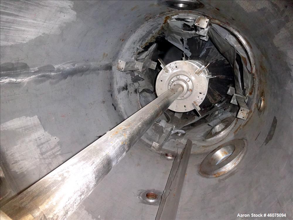 Used Agitated Tank, 425 Gallon, 304 Stainless Steel, Vertical. Approximate 36" diameter x 96" straight side. Dished top and bottom. Top entering Lightnin agitator, model 82-QS-5, serial# 8524759201, ...