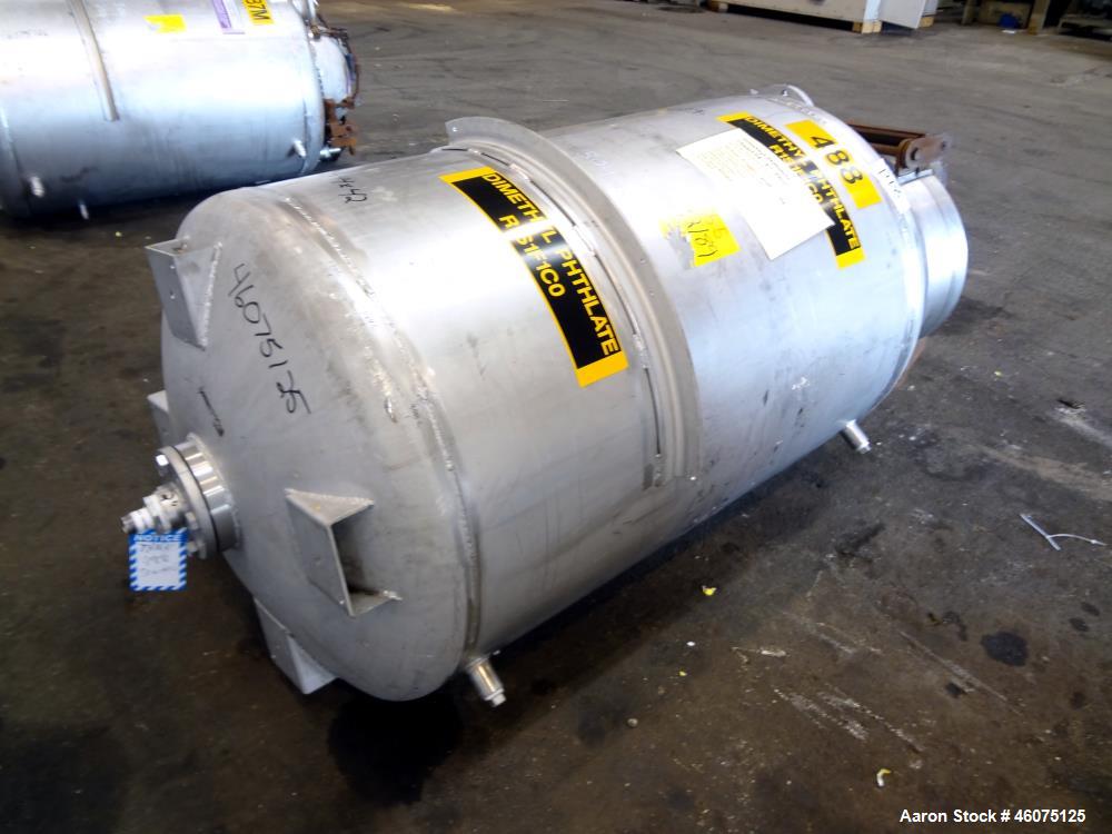 Used Tank, 225 Gallon, 304 Stainless Steel, Vertical. Approximate 36" diameter x 48" straight side, dished top & bottom. Top openings: 20" manway with cover, 8", 4", (2) 2", 1". 2" center bottom outl...