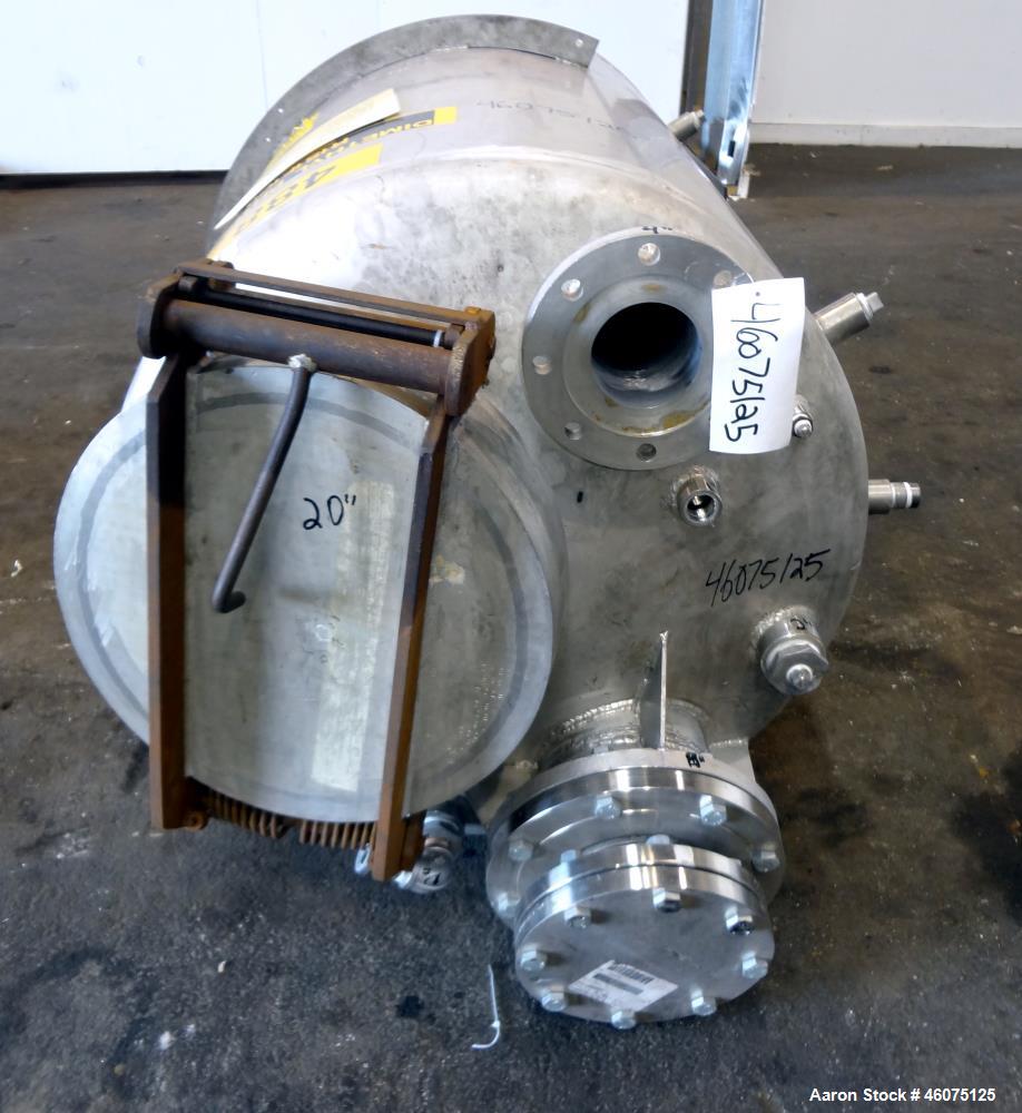 Used Tank, 225 Gallon, 304 Stainless Steel, Vertical. Approximate 36" diameter x 48" straight side, dished top & bottom. Top openings: 20" manway with cover, 8", 4", (2) 2", 1". 2" center bottom outl...