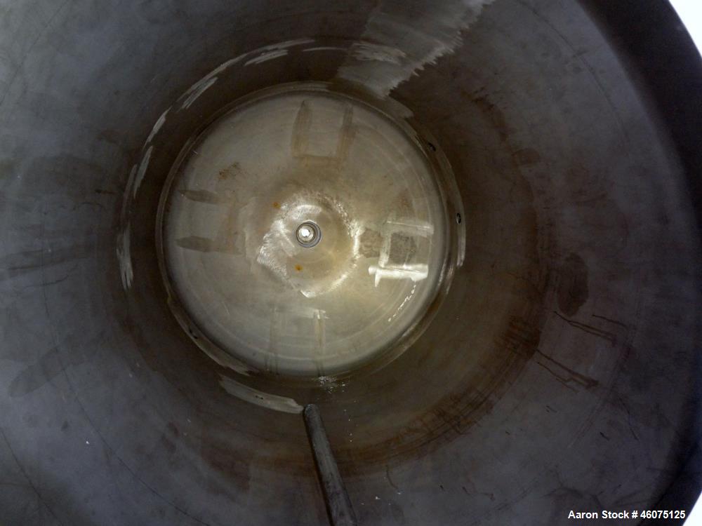 Used Tank, 225 Gallon, 304 Stainless Steel, Vertical. Approximate 36" diameter x 48" straight side, dished top & bottom. Top openings: 20" manway with cover, 8", 4", (2) 2", 1". 2" center bottom outl...
