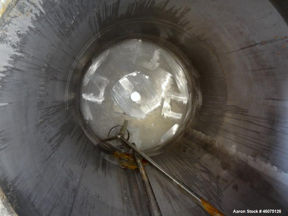 Used Tank, 225 Gallon, 304 Stainless Steel, Vertical. Approximate 36" diameter x 48" straight side, dished top & bottom. Shaft and 3 blade turbine, no agitator. Top openings: 18" man way with cover, ...
