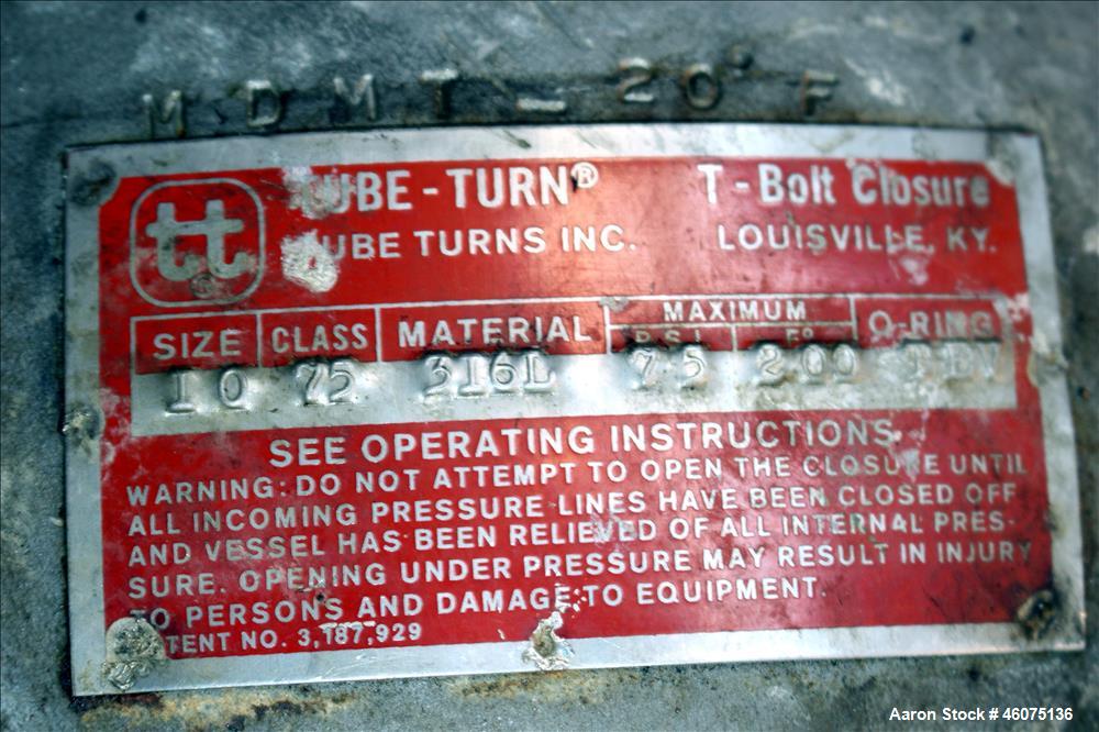 Used Tank, 200 Gallon, 316 Stainless Steel, Vertical. Approximate 36" diameter x 43" straight side, dished top & bottom. Off center top entering air operated Lightnin agitator, model EKXJAC-33, seria...