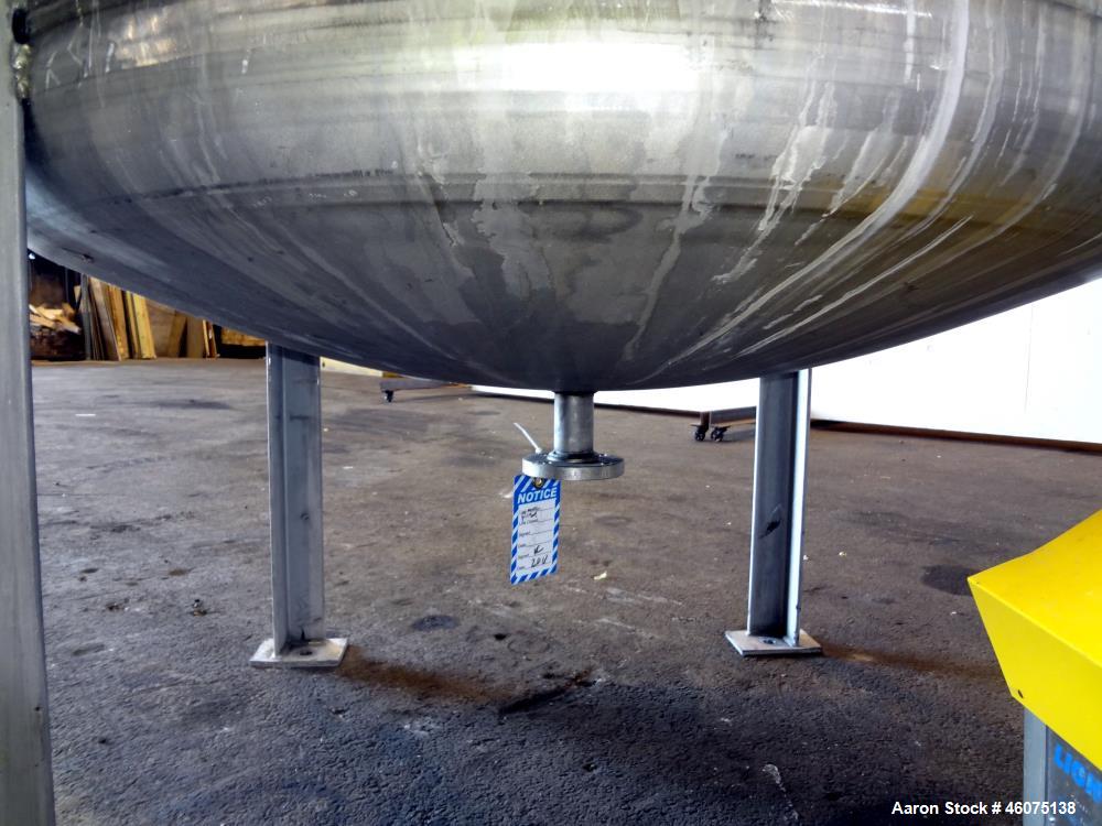 Used Tank, 325 Gallon, 316 Stainless Steel, Vertical. Approximate 48" diameter x 38" straight side, dished top & bottom. Off center top entering model EKXJC-65, serial# 93/B35821-01. 3 Blade turbine,...