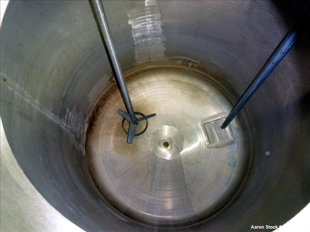 Used Tank, 275 Gallon, 316 Stainless Steel, Vertical. Approximate 42" diameter x 42" straight side, dished top & bottom. Off center top entering Lightnin agitator, model EKXJC-65, serial# 93/B35821-0...