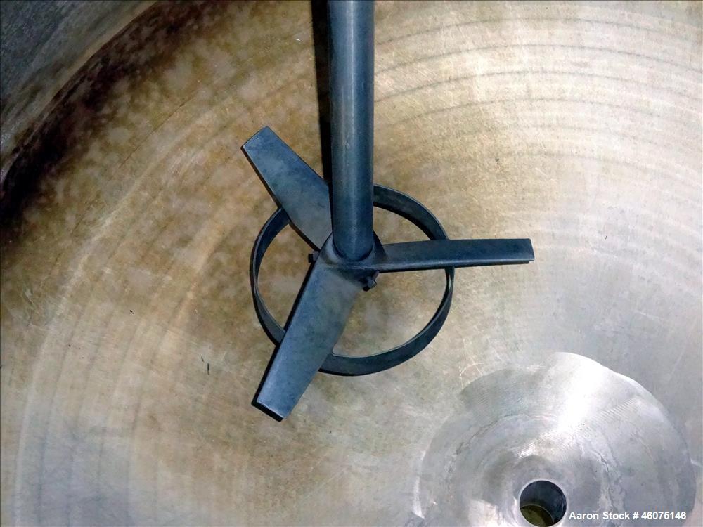 Used Tank, 275 Gallon, 316 Stainless Steel, Vertical. Approximate 42" diameter x 42" straight side, dished top & bottom. Off center top entering Lightnin agitator, model EKXJC-65, serial# 93/B35821-0...