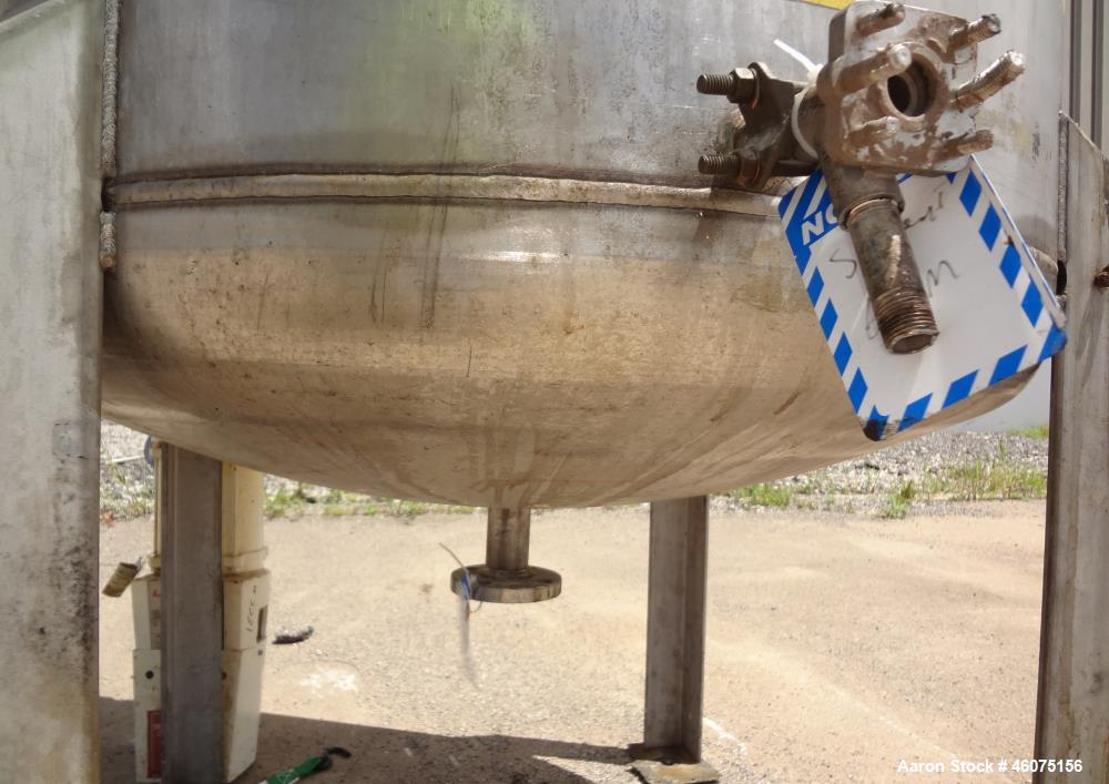 Used Tank, 275 Gallon, 316 Stainless Steel, Vertical. Approximate 42" diameter x 43" straight side, dished top & bottom. Off center top entering Lightnin agitator, model EKXJC-43, serial# 93/B35827-1...