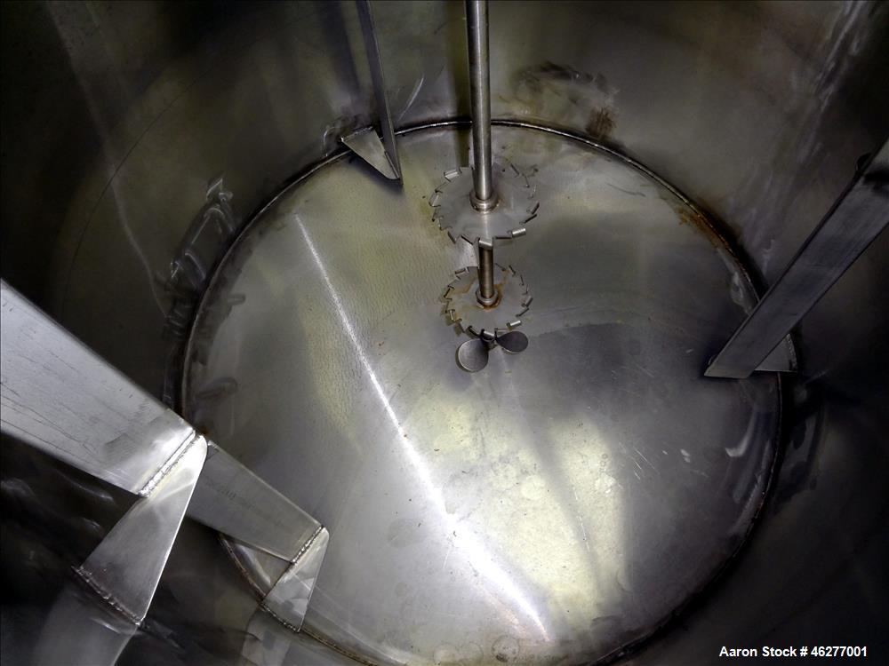 Used Tank, Approximately 320 Gallons, 304 Stainless Steel, Vertical. Approximately 45" diameter x 44" straight side. Flat top, sloped bottom. Carbon steel bridge with Sharpe disperser, model FDP-100,...