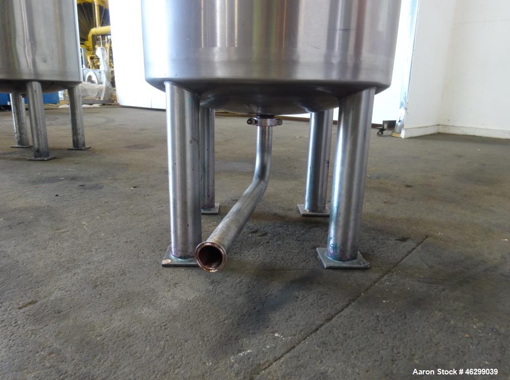 Used Tank, Approximately 80 Gallons, 304 Stainless Steel, Vertical. 30" Diameter x 28" straight side. Bolt-on flat top with 1/3 hinged cover, dished bottom. Top entering agitator, with 2" diameter sh...