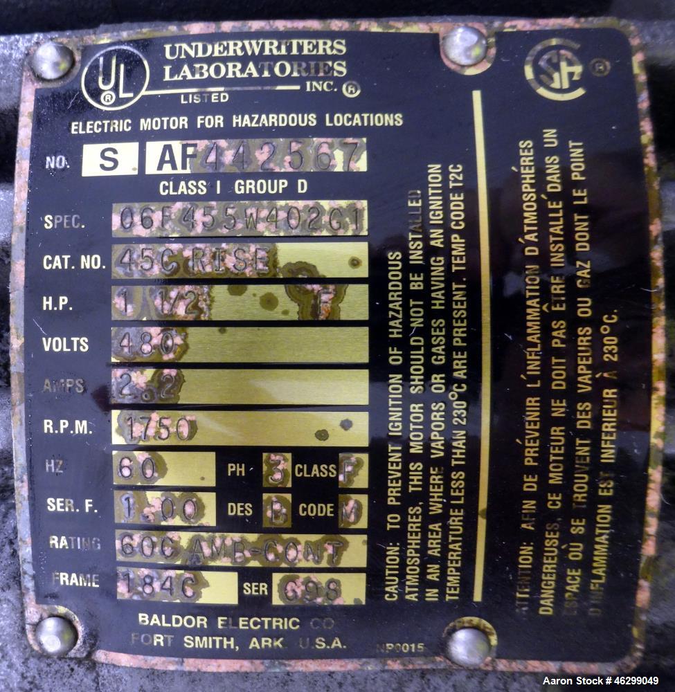 Used Tank, Approximately 80 Gallons, 304 Stainless Steel, Vertical. 30" Diameter x 28" straight side. Bolt-on flat top with 1/3 hinged cover, dished bottom. Top entering agitator, with 2" diameter sh...