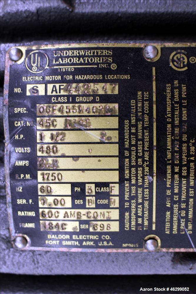 Used Tank, Approximately 80 Gallons, 304 Stainless Steel, Vertical. 30" Diameter x 28" straight side. Bolt-on flat top with 1/3 hinged cover, dished bottom. Top entering agitator, with 2" diameter sh...